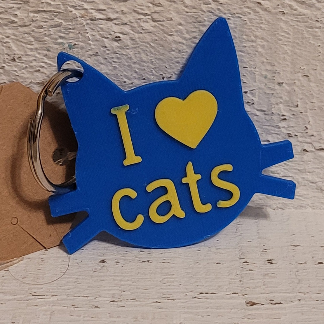 I ❤️ Cats – 3D Printed Keychain (Multiple Colors)