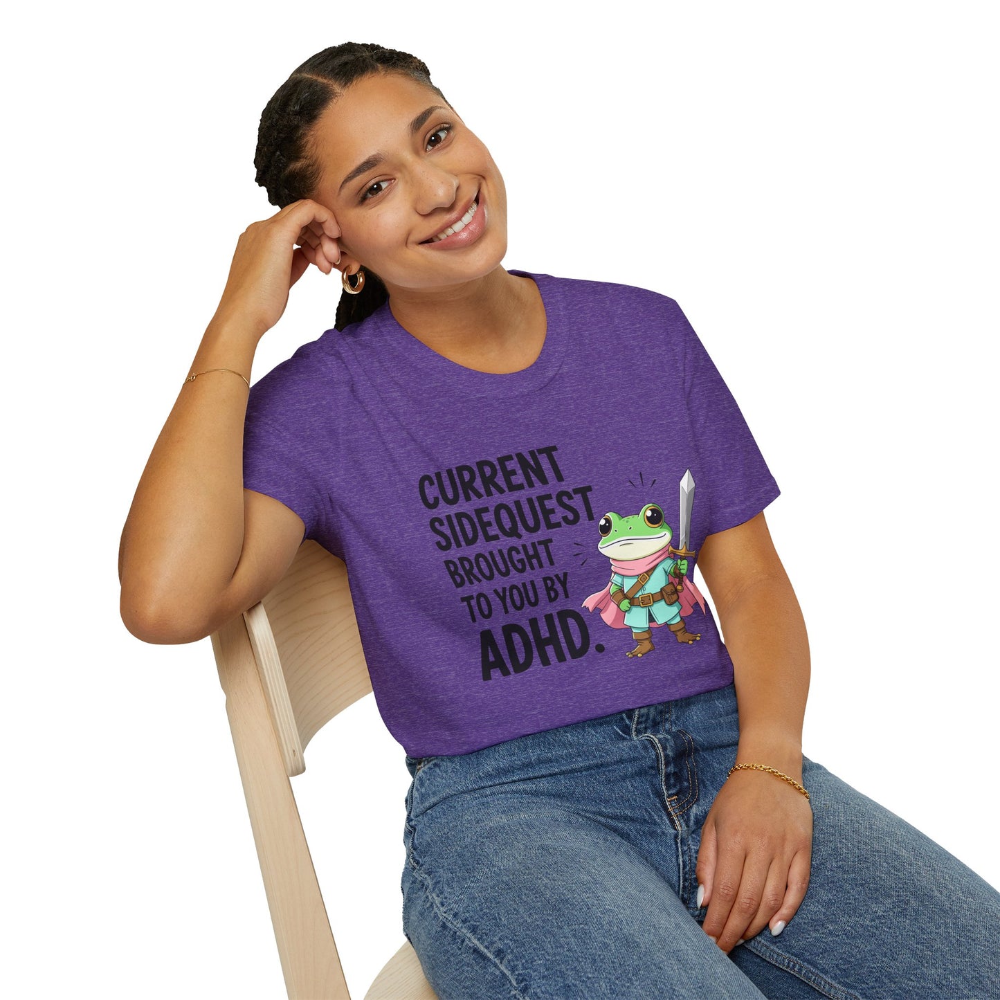 ADHD Sidequest Shirt — Cute Frog Knight Graphic Tee