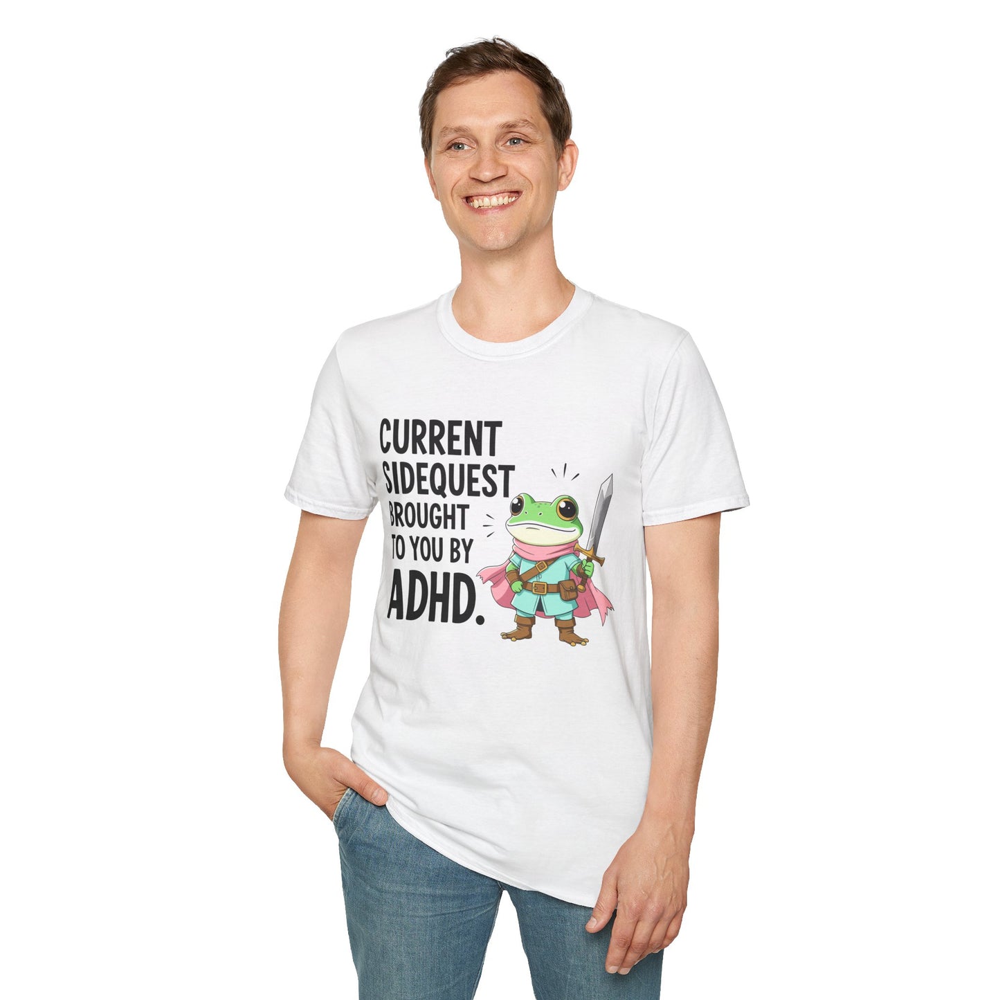 ADHD Sidequest Shirt — Cute Frog Knight Graphic Tee