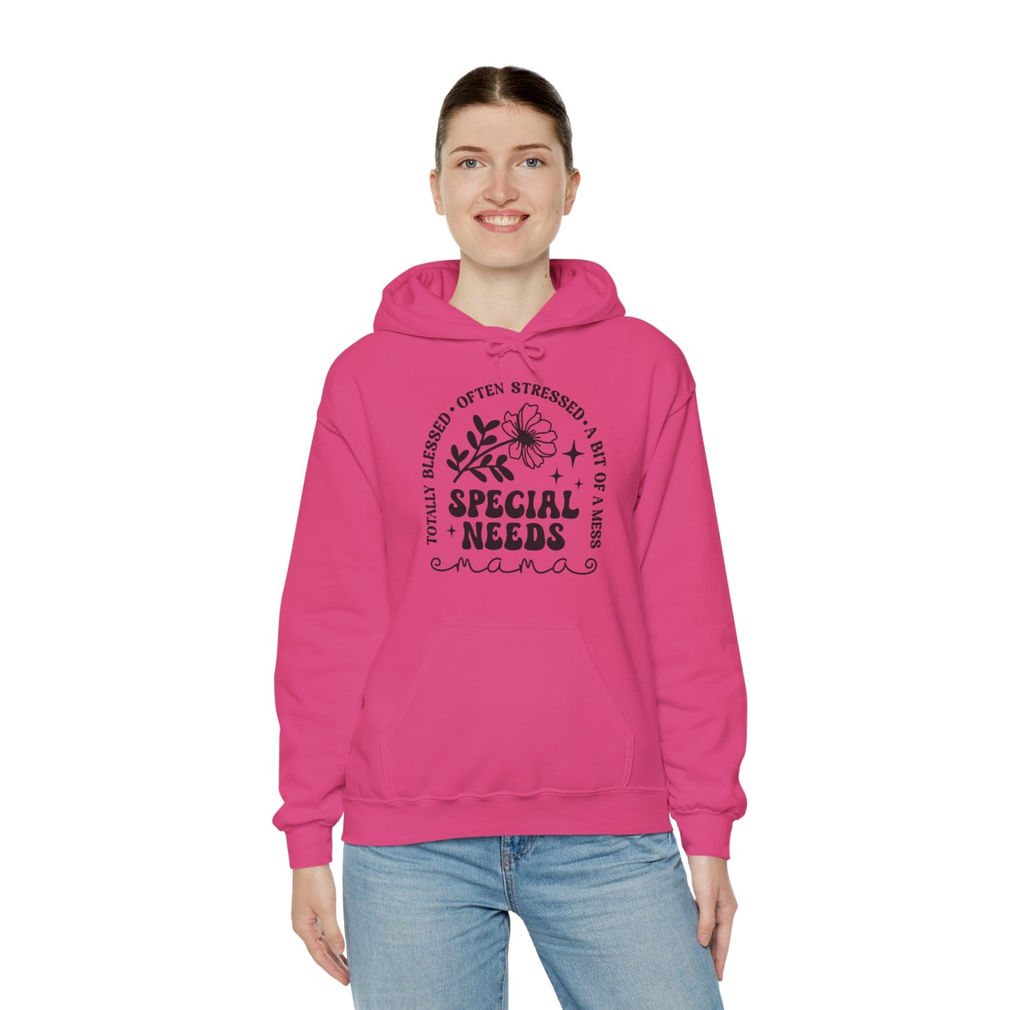 Special Needs Mama Hoodie — "Totally Blessed, Often Stressed" Comfort Pullover