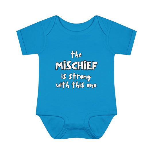 "The Mischief Is Strong With This One" – Funny Baby Bodysuit