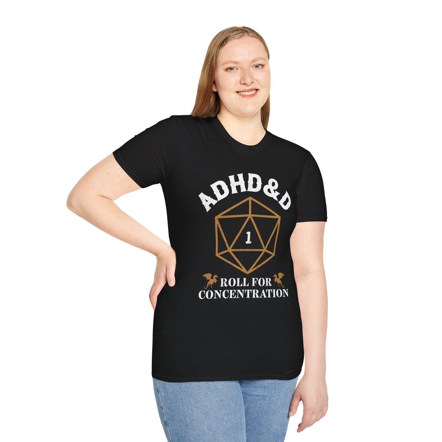 ADHD&D "Roll for Concentration" T-Shirt – Funny Gamer ADHD Awareness Tee