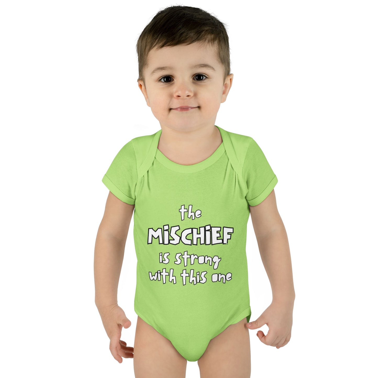 "The Mischief Is Strong With This One" – Funny Baby Bodysuit