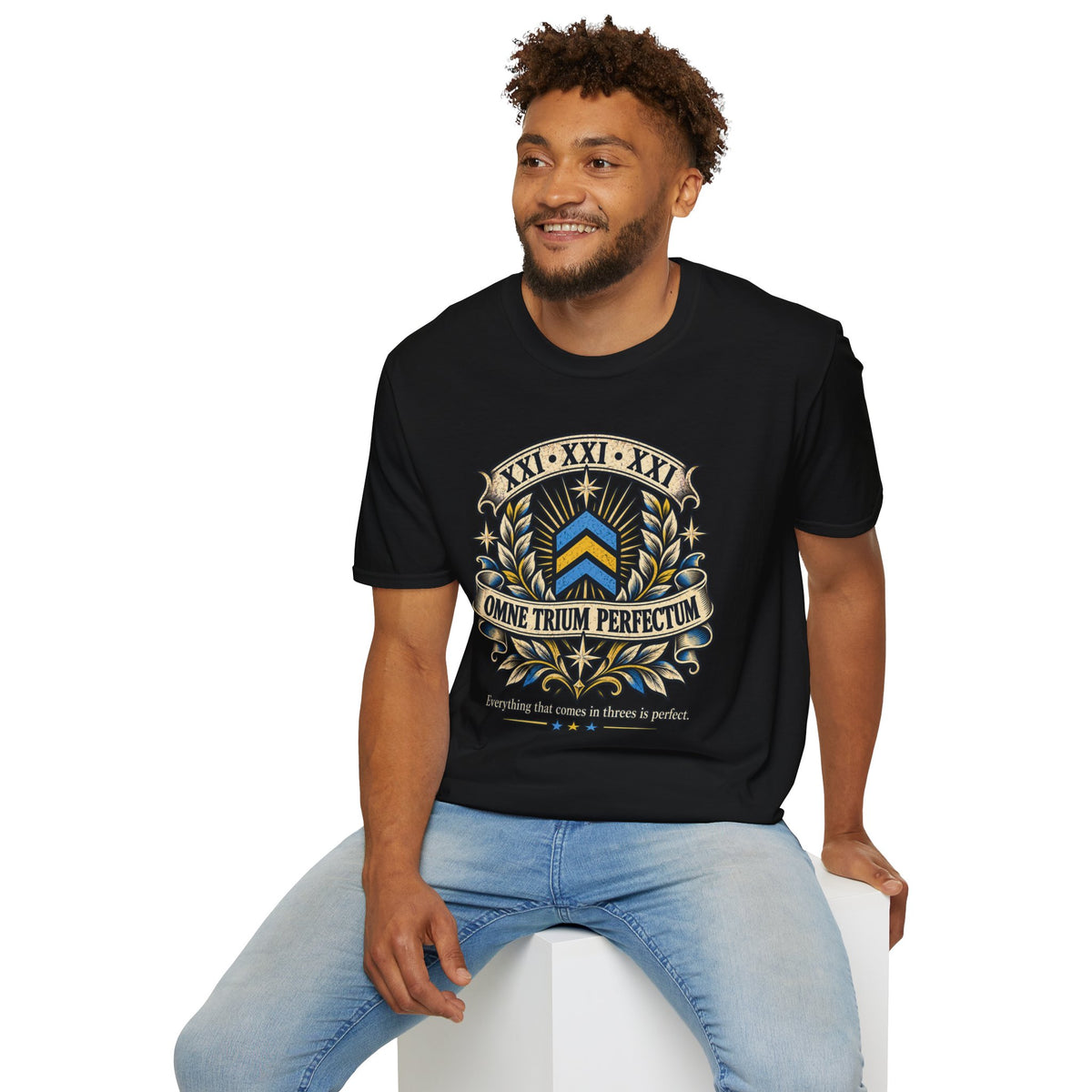 Omne Trium Perfectum – Down Syndrome Awareness T-Shirt | Trisomy 21 Three Chevron Tee
