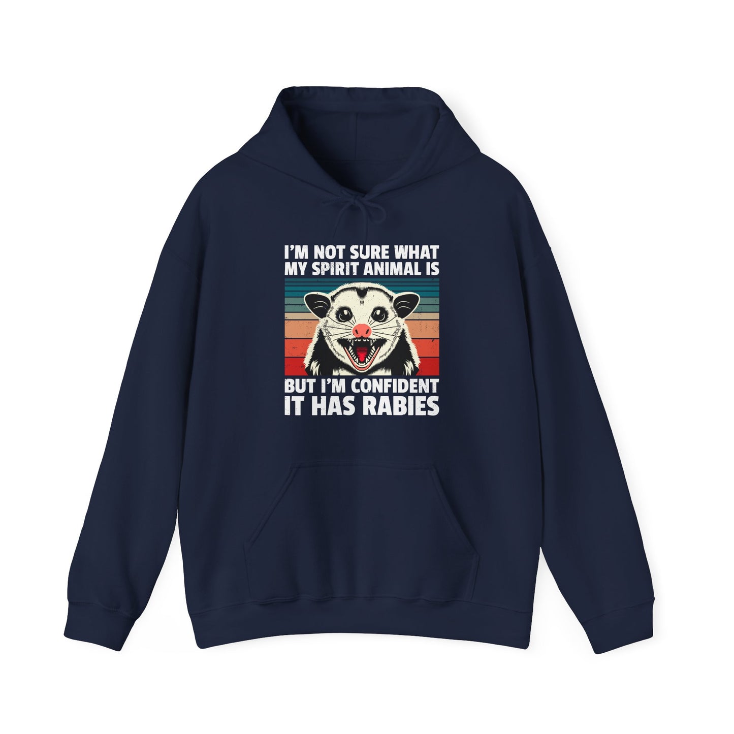 Rabid Possum Retro Hoodie – "I'm Not Sure What My Spirit Animal Is But I'm Confident It Has Rabies"