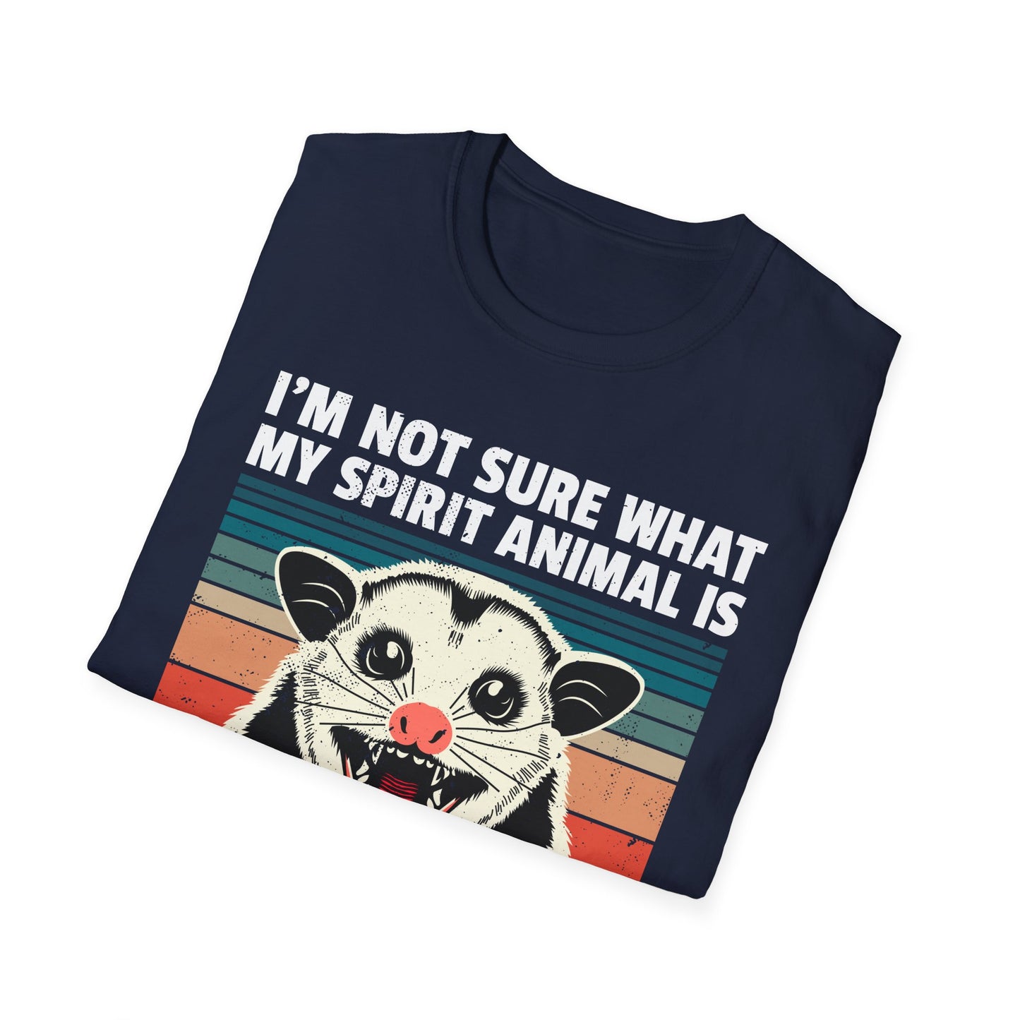 Funny Possum T-Shirt — "I’m Not Sure What My Spirit Animal Is But I’m Confident It Has Rabies" Retro Design