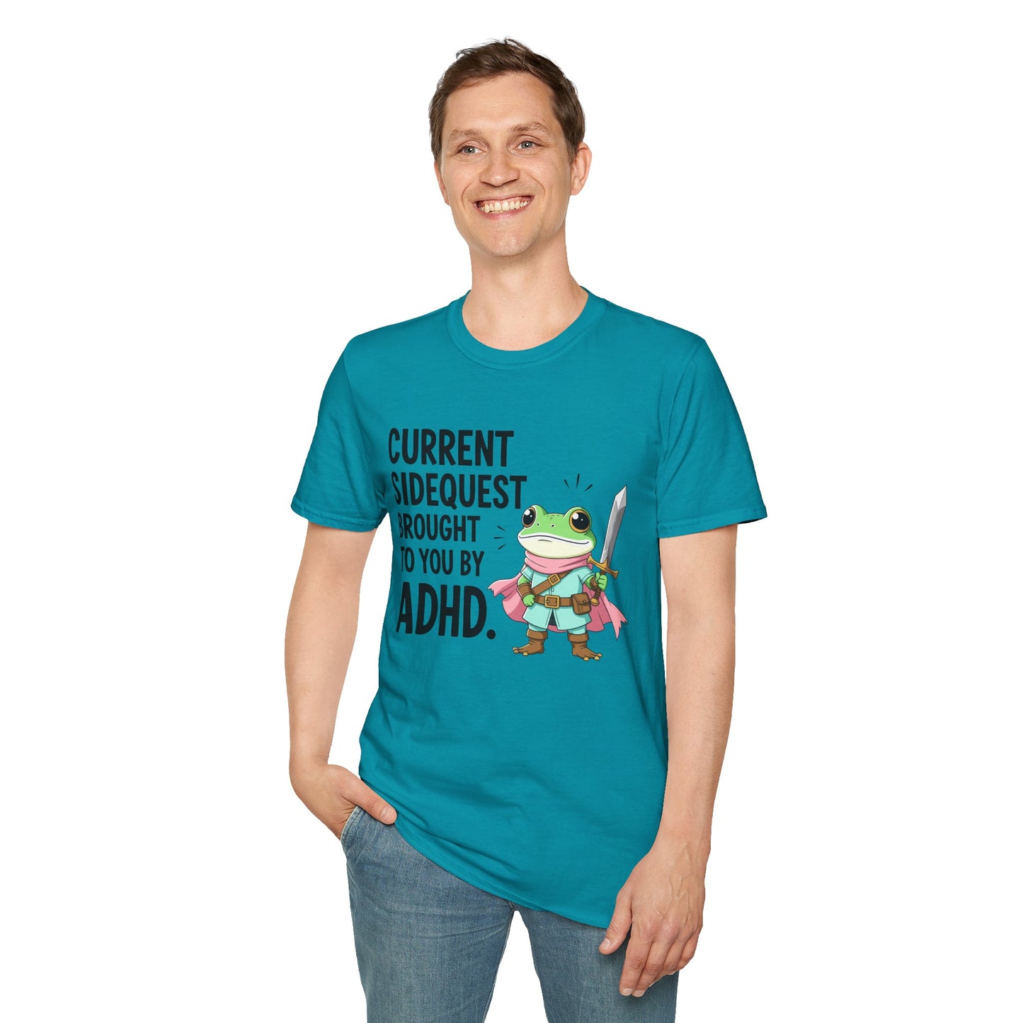 ADHD Sidequest Shirt — Cute Frog Knight Graphic Tee