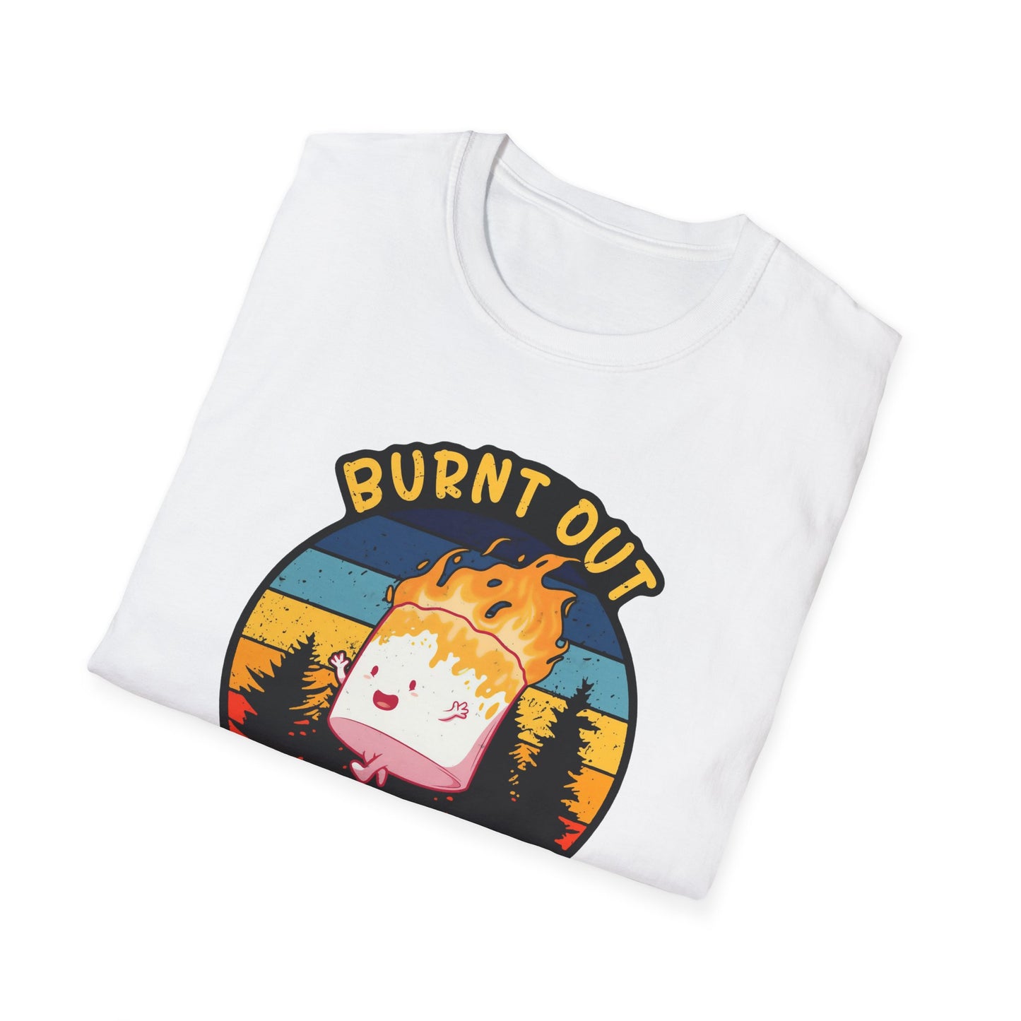 "Burnt Out But Optimistic" T-Shirt — Cute Retro Campfire Graphic Tee