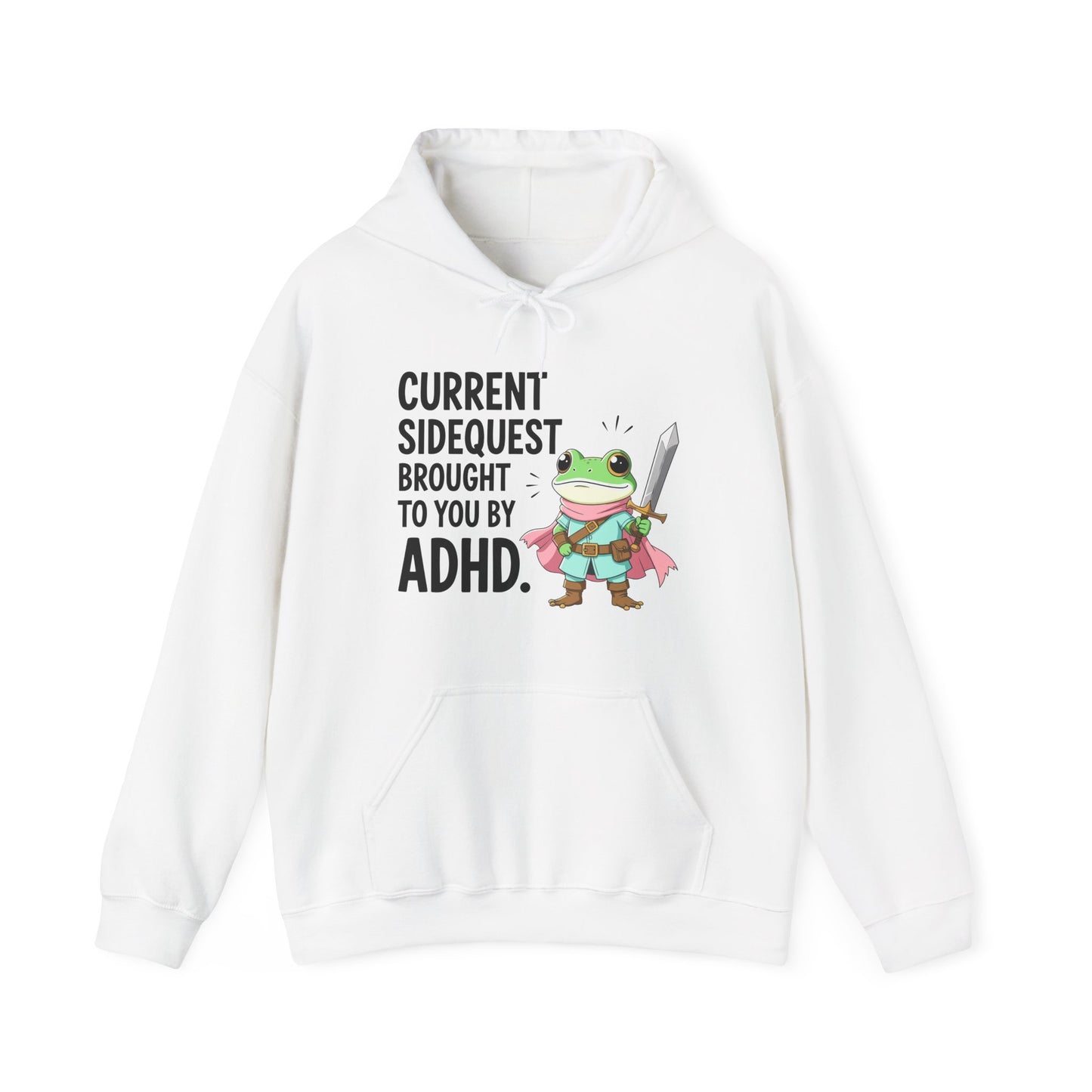 ADHD Sidequest Hoodie — Cute Frog Knight Graphic Sweatshirt