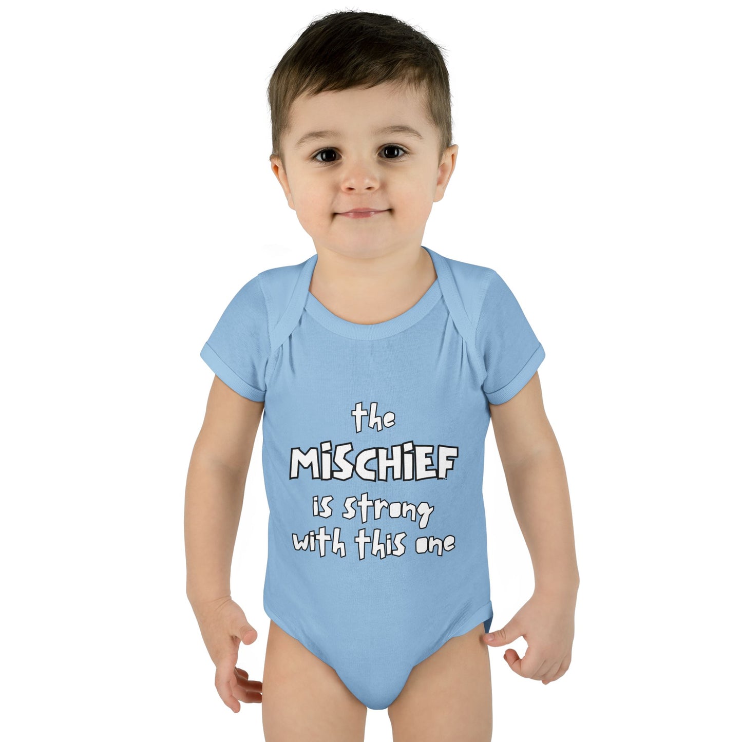 "The Mischief Is Strong With This One" – Funny Baby Bodysuit