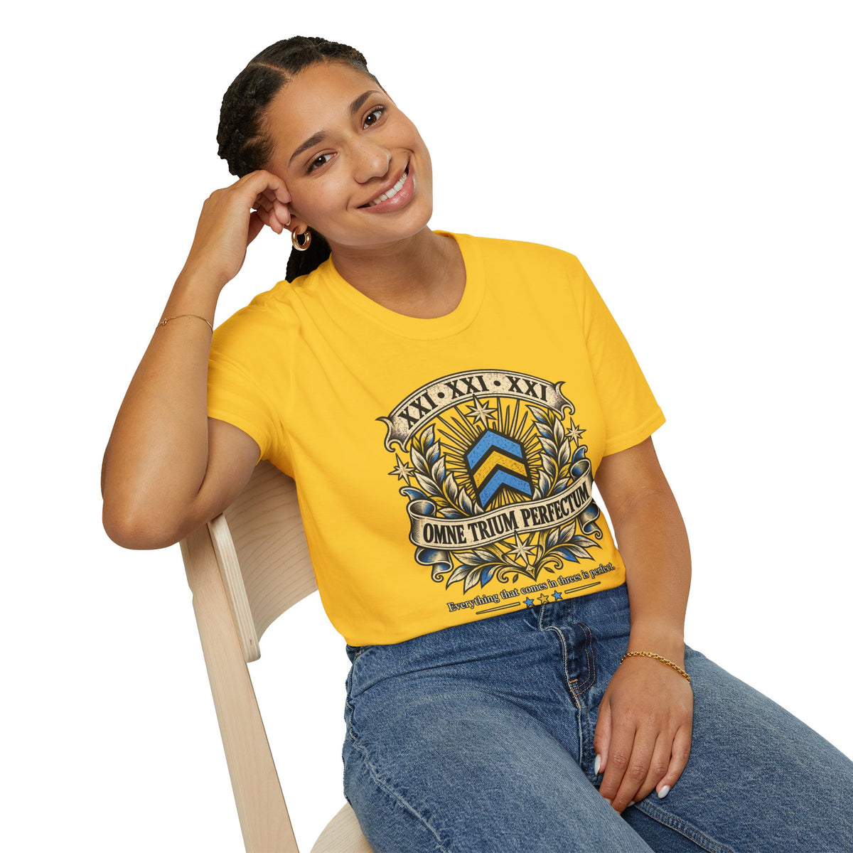 Omne Trium Perfectum – Down Syndrome Awareness T-Shirt | Trisomy 21 Three Chevron Tee