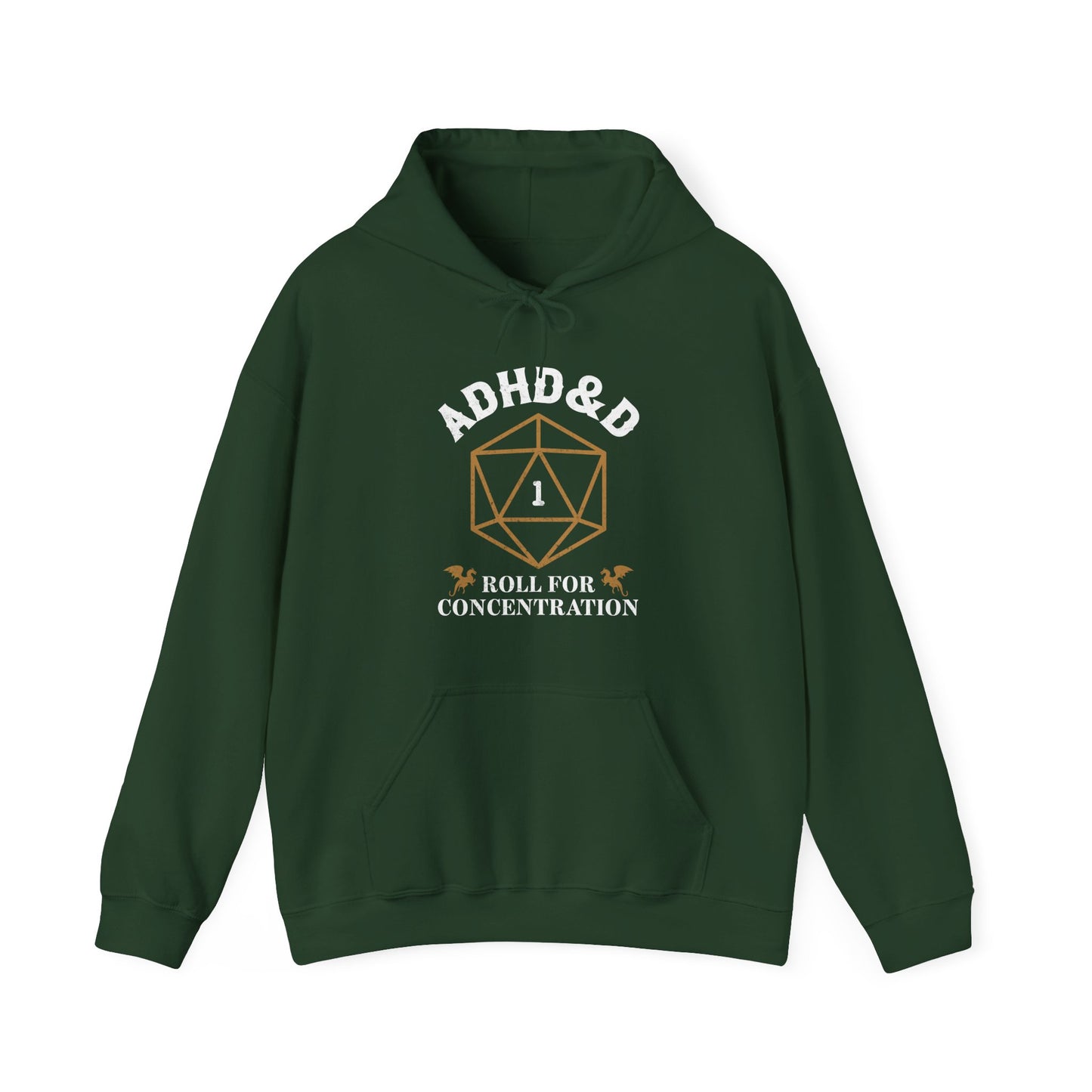 ADHD&D "Roll for Concentration" Hoodie — Gamers' Funny D20 Sweatshirt