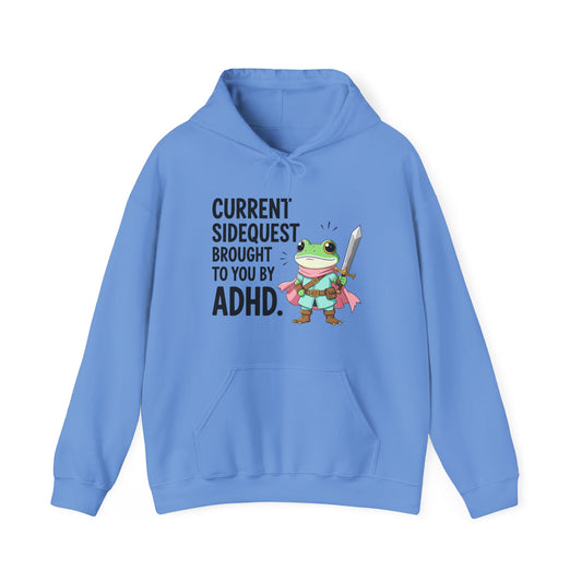 ADHD Sidequest Hoodie — Cute Frog Knight Graphic Sweatshirt