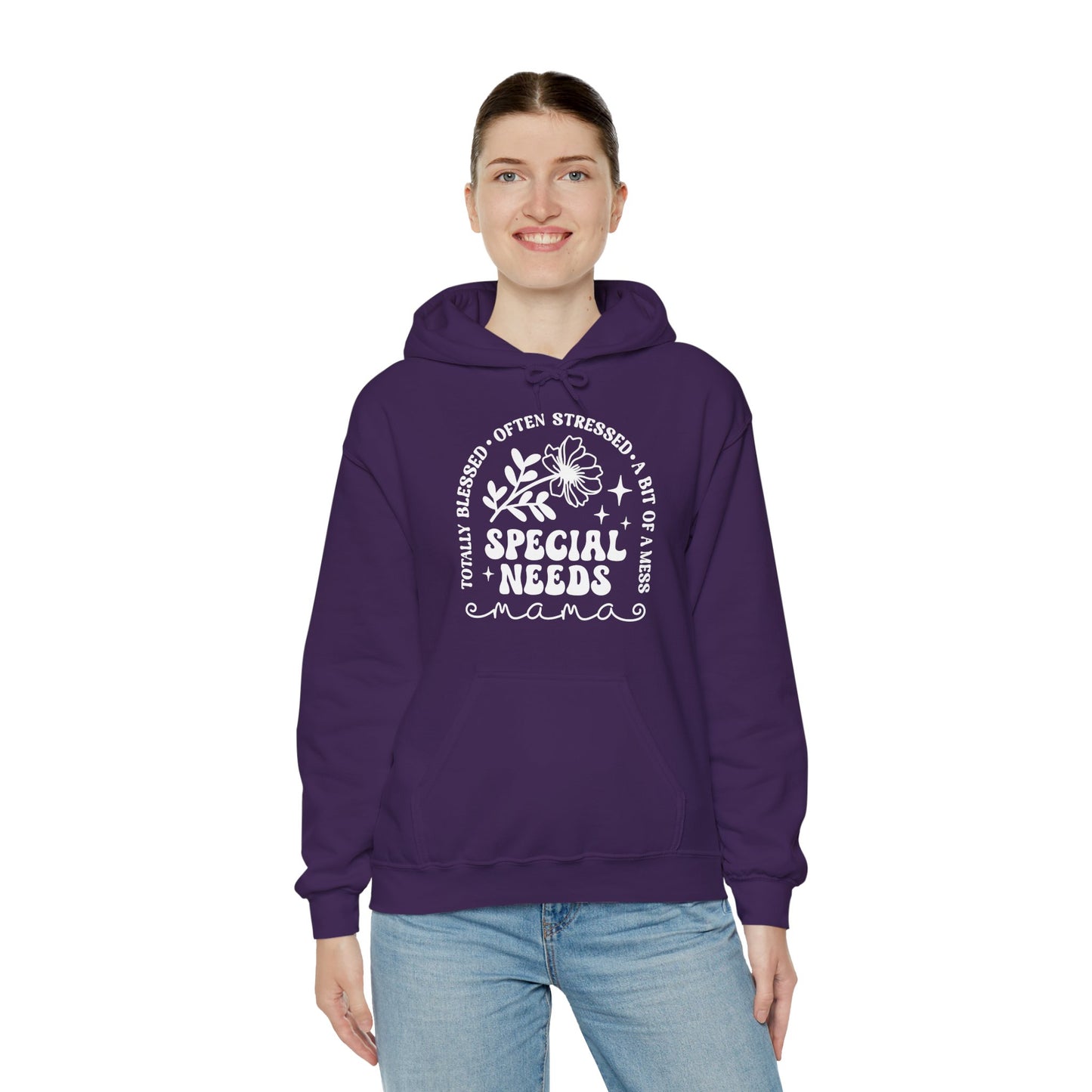 Special Needs Mama Hoodie — "Totally Blessed, Often Stressed" Comfort Pullover