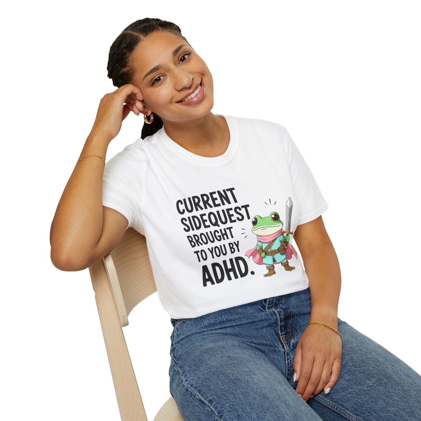 ADHD Sidequest Shirt — Cute Frog Knight Graphic Tee