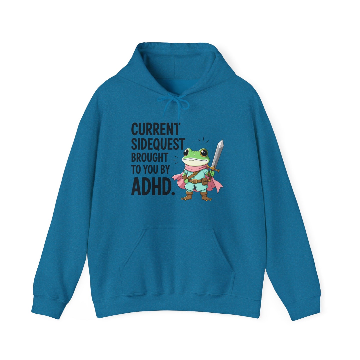 ADHD Sidequest Hoodie — Cute Frog Knight Graphic Sweatshirt