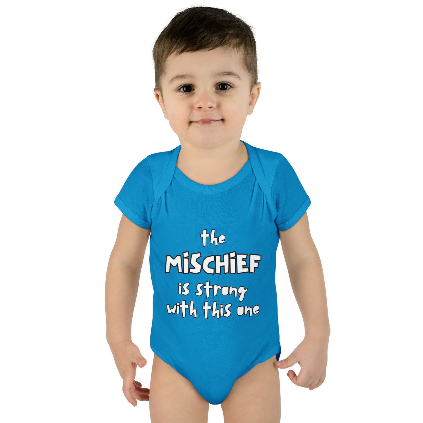 "The Mischief Is Strong With This One" – Funny Baby Bodysuit