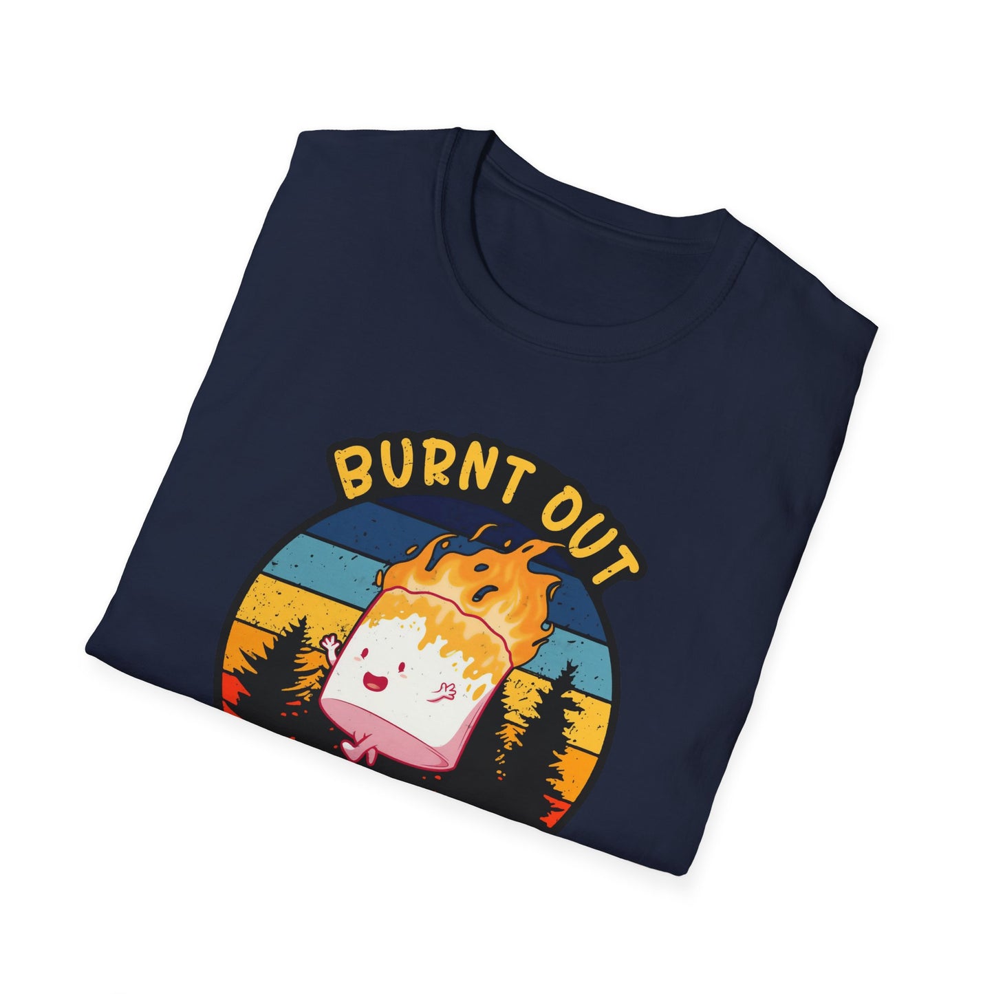 "Burnt Out But Optimistic" T-Shirt — Cute Retro Campfire Graphic Tee