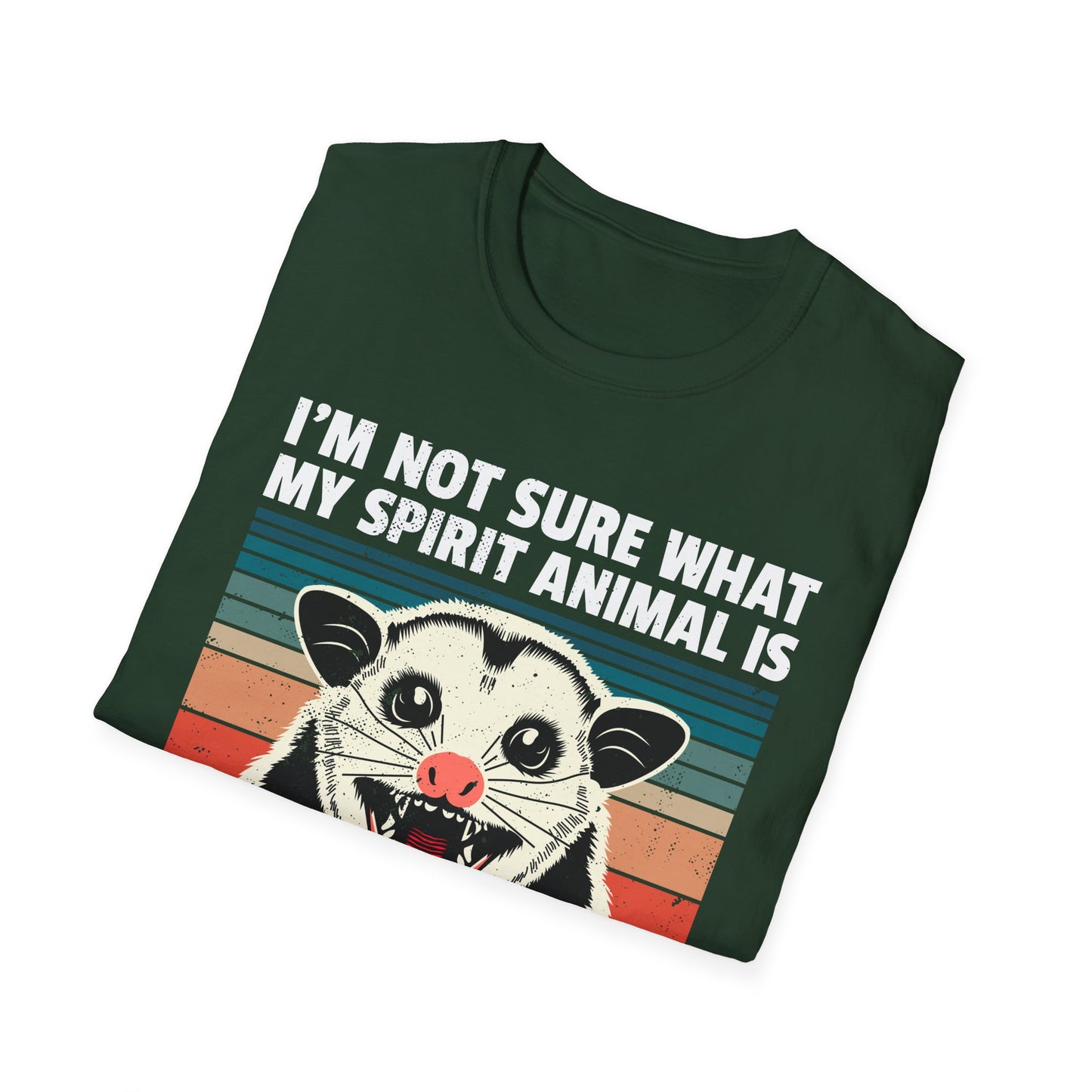 Funny Possum T-Shirt — "I’m Not Sure What My Spirit Animal Is But I’m Confident It Has Rabies" Retro Design