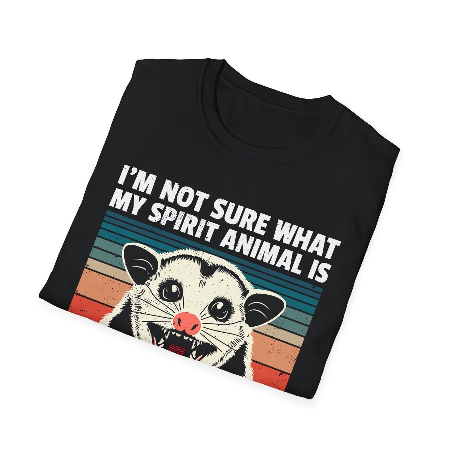 Funny Possum T-Shirt — "I’m Not Sure What My Spirit Animal Is But I’m Confident It Has Rabies" Retro Design