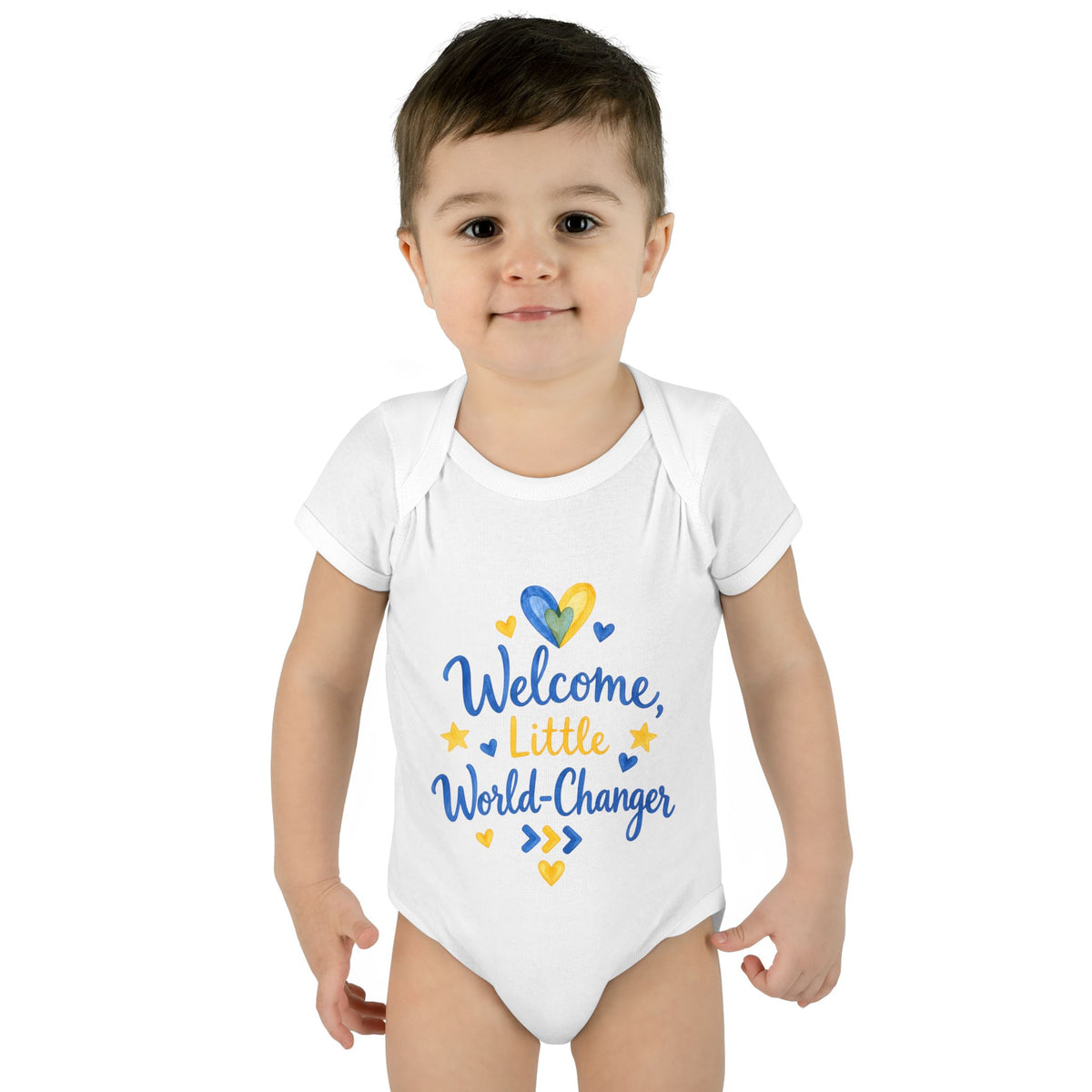 Welcome, Little World-Changer – Down Syndrome New Baby Bodysuit | Trisomy 21 Baby Gift