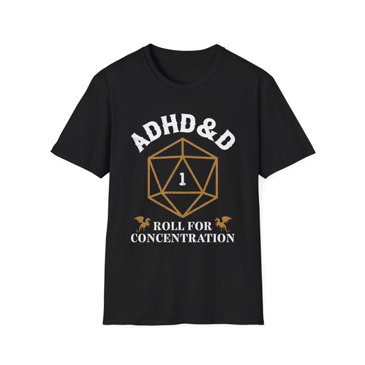 ADHD&D "Roll for Concentration" T-Shirt – Funny Gamer ADHD Awareness Tee