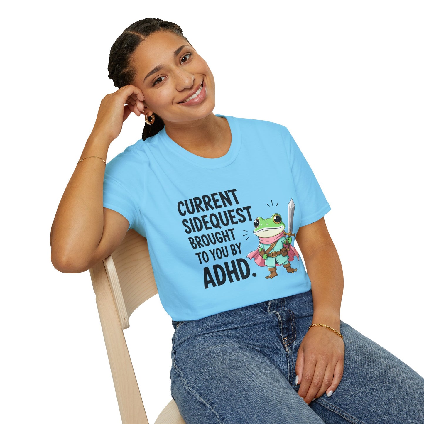 ADHD Sidequest Shirt — Cute Frog Knight Graphic Tee