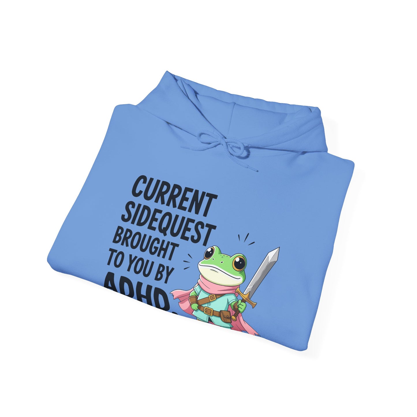 ADHD Sidequest Hoodie — Cute Frog Knight Graphic Sweatshirt