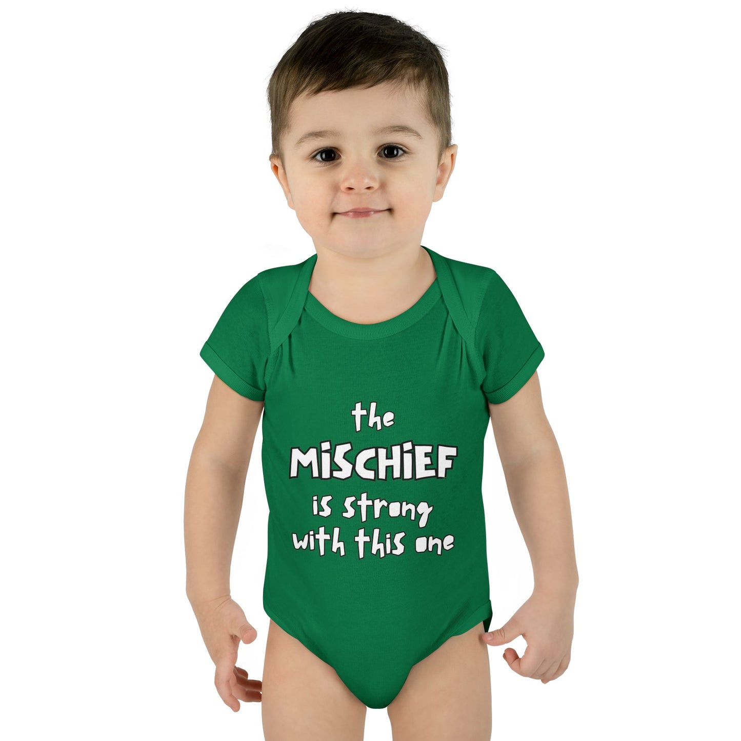 "The Mischief Is Strong With This One" – Funny Baby Bodysuit