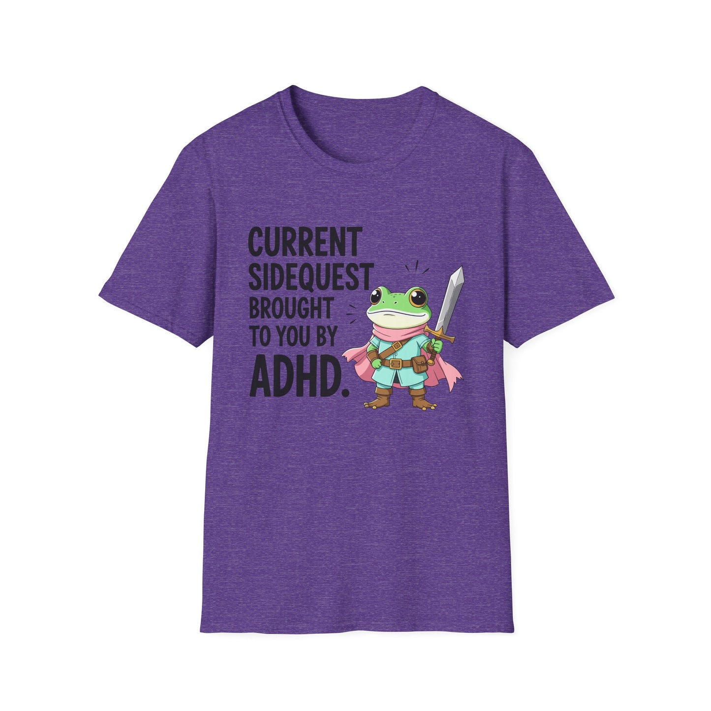 ADHD Sidequest Shirt — Cute Frog Knight Graphic Tee