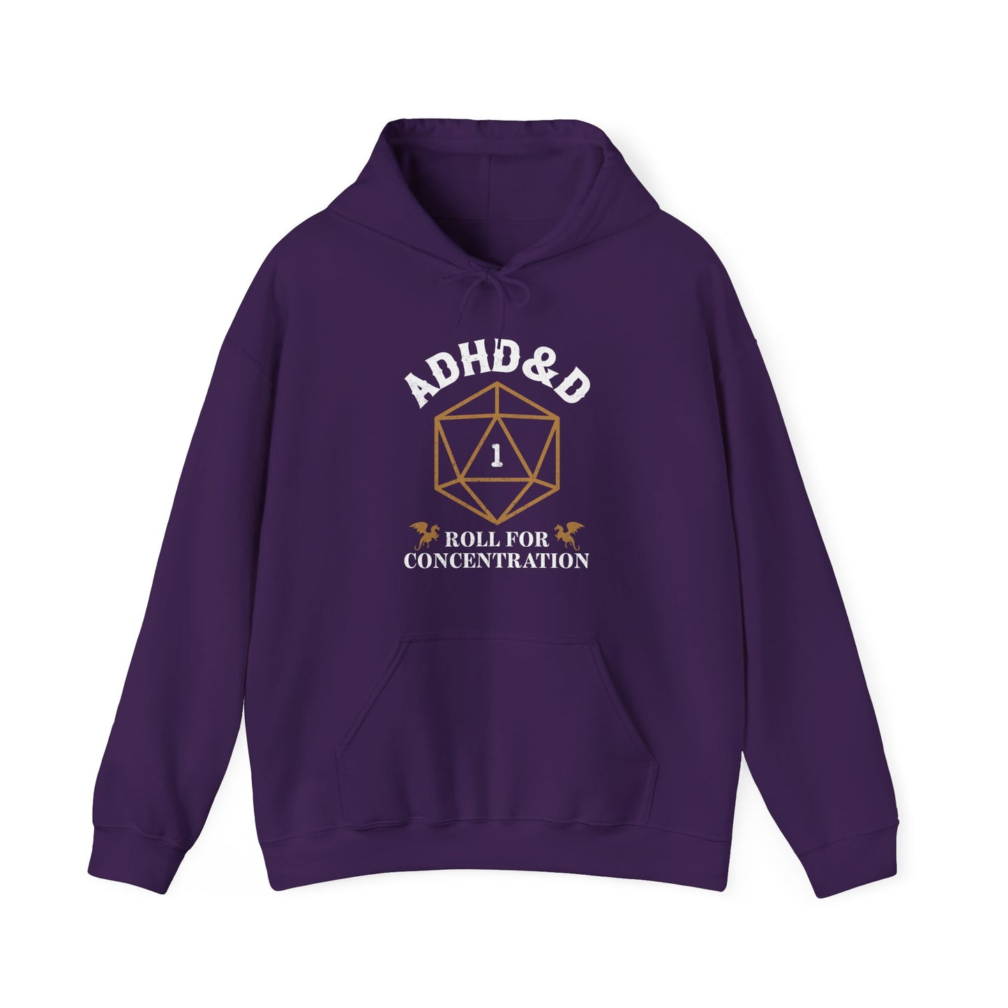 ADHD&D "Roll for Concentration" Hoodie — Gamers' Funny D20 Sweatshirt