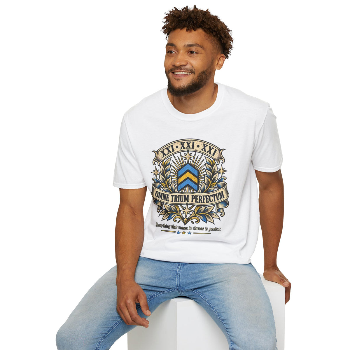Omne Trium Perfectum – Down Syndrome Awareness T-Shirt | Trisomy 21 Three Chevron Tee