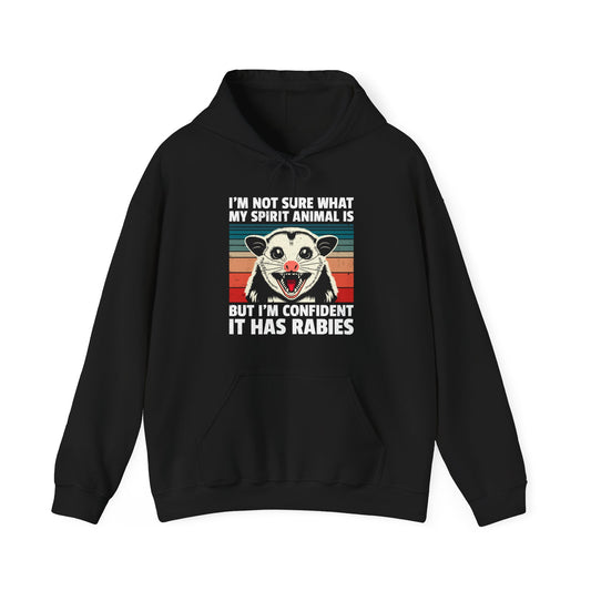 Rabid Possum Retro Hoodie – "I'm Not Sure What My Spirit Animal Is But I'm Confident It Has Rabies"