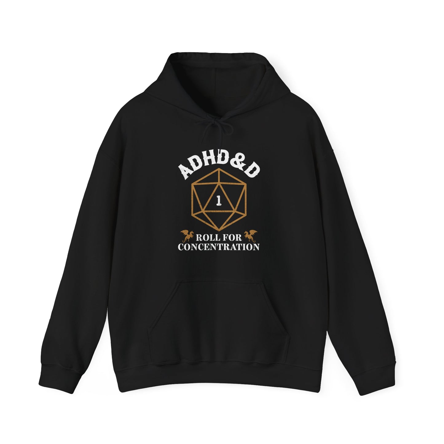 ADHD&D "Roll for Concentration" Hoodie — Gamers' Funny D20 Sweatshirt
