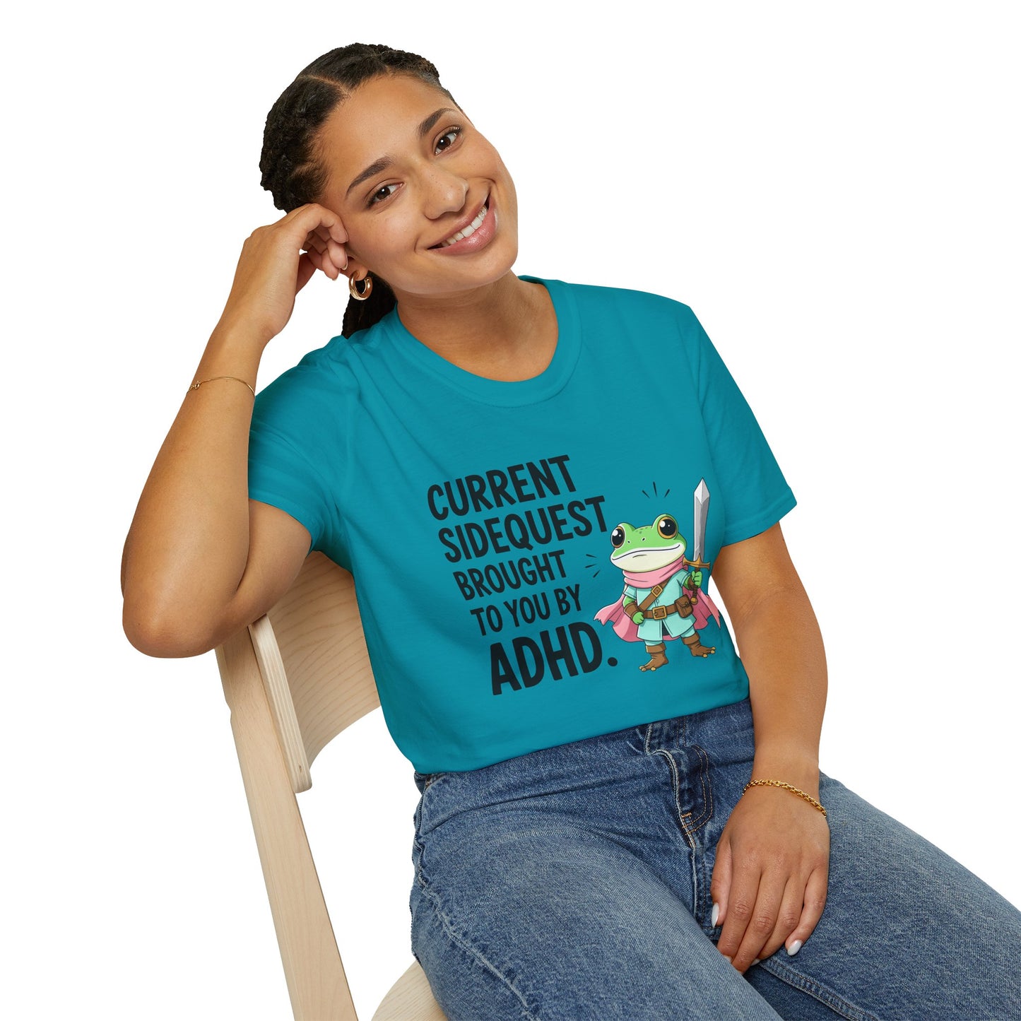 ADHD Sidequest Shirt — Cute Frog Knight Graphic Tee