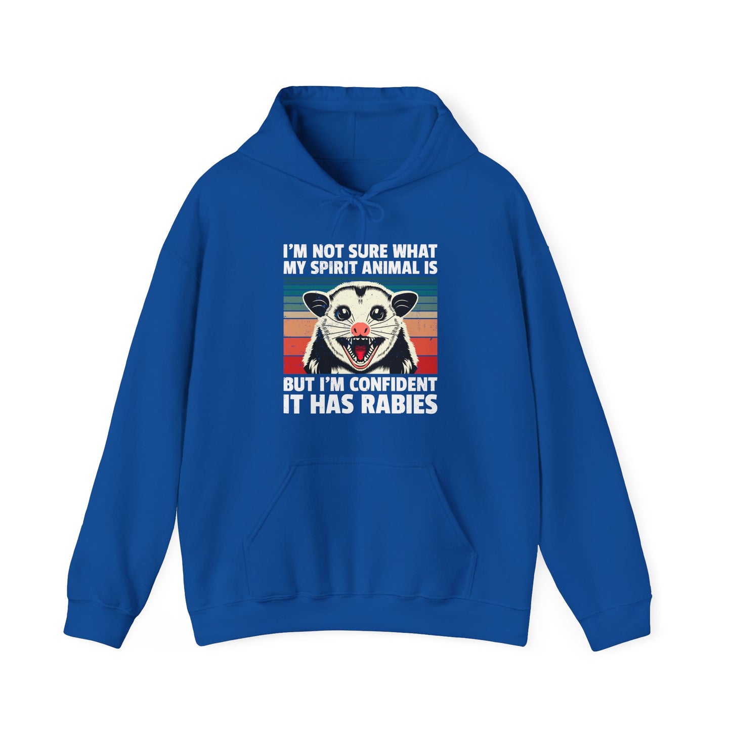 Rabid Possum Retro Hoodie – "I'm Not Sure What My Spirit Animal Is But I'm Confident It Has Rabies"