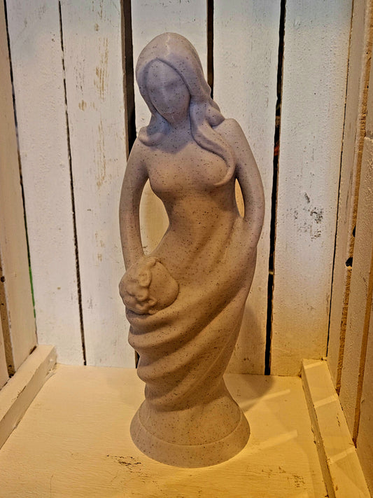 Mother and Toddler – 3D Printed Statuette (White Marble Look)