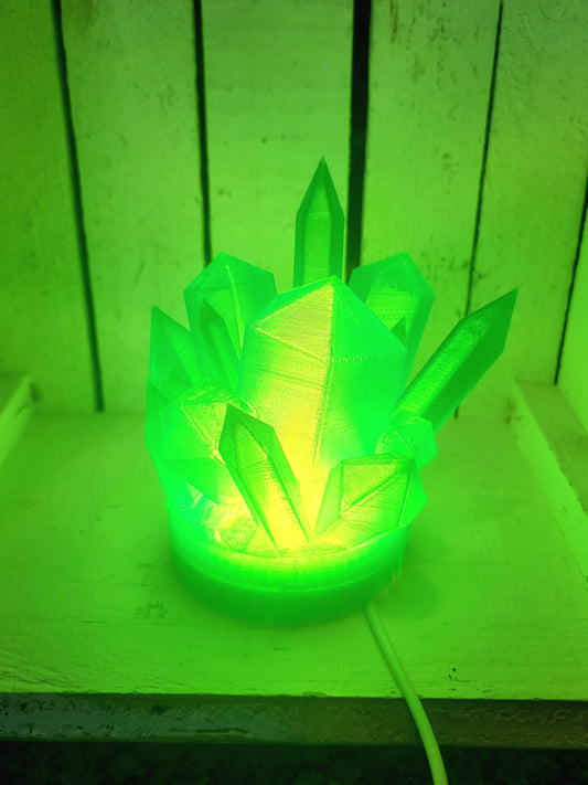 Glowing Green Crystal Cluster Lamp