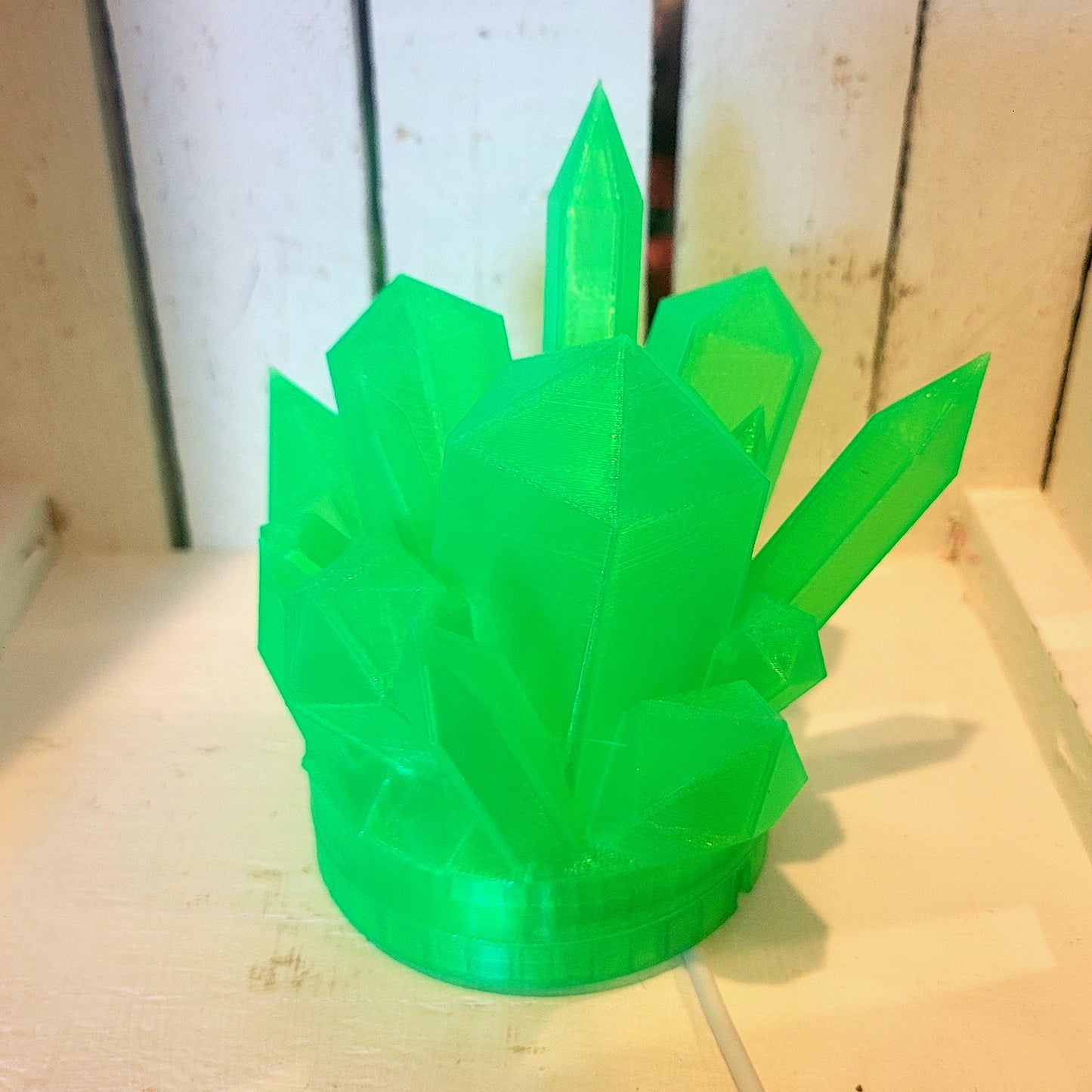 Glowing Green Crystal Cluster Lamp