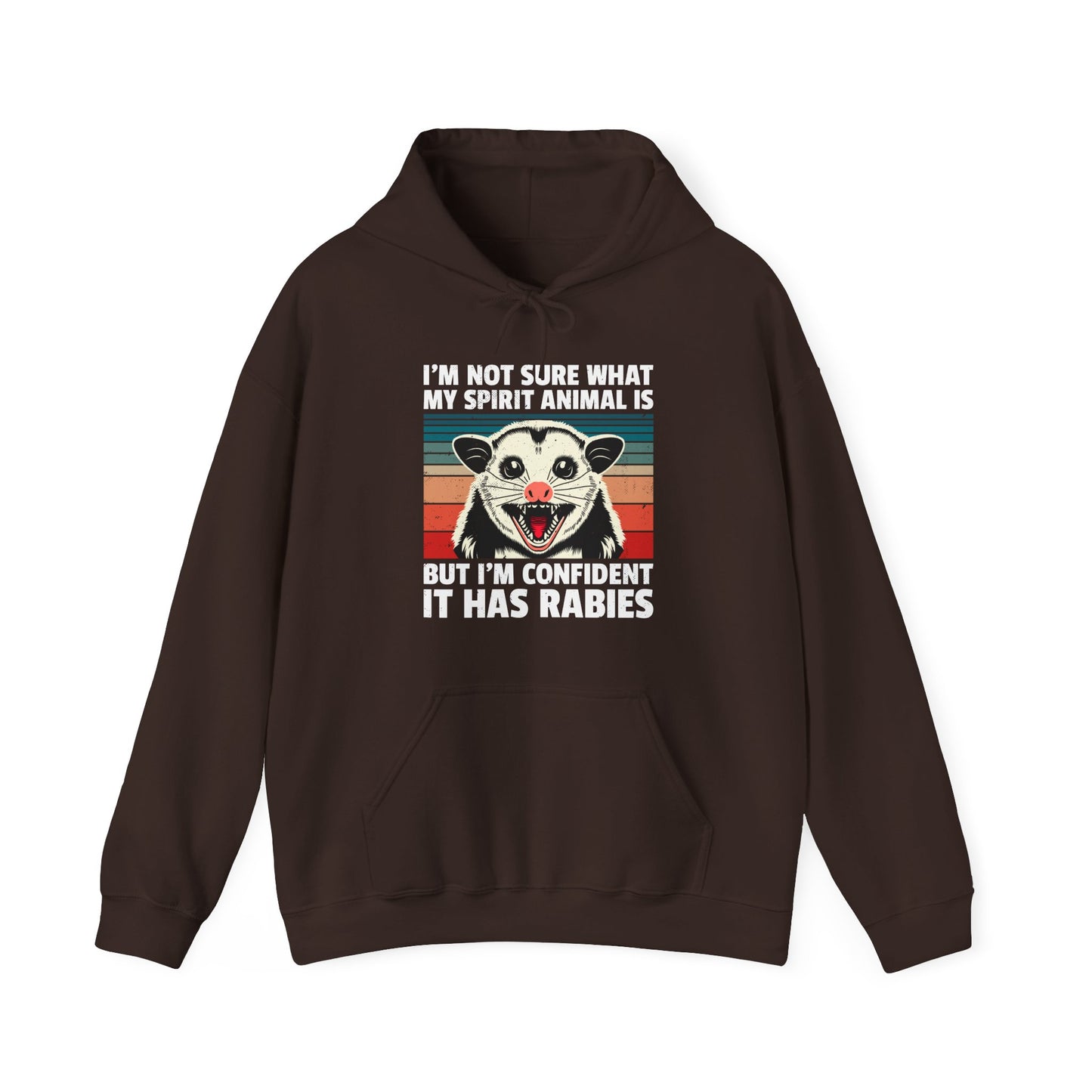 Rabid Possum Retro Hoodie – "I'm Not Sure What My Spirit Animal Is But I'm Confident It Has Rabies"