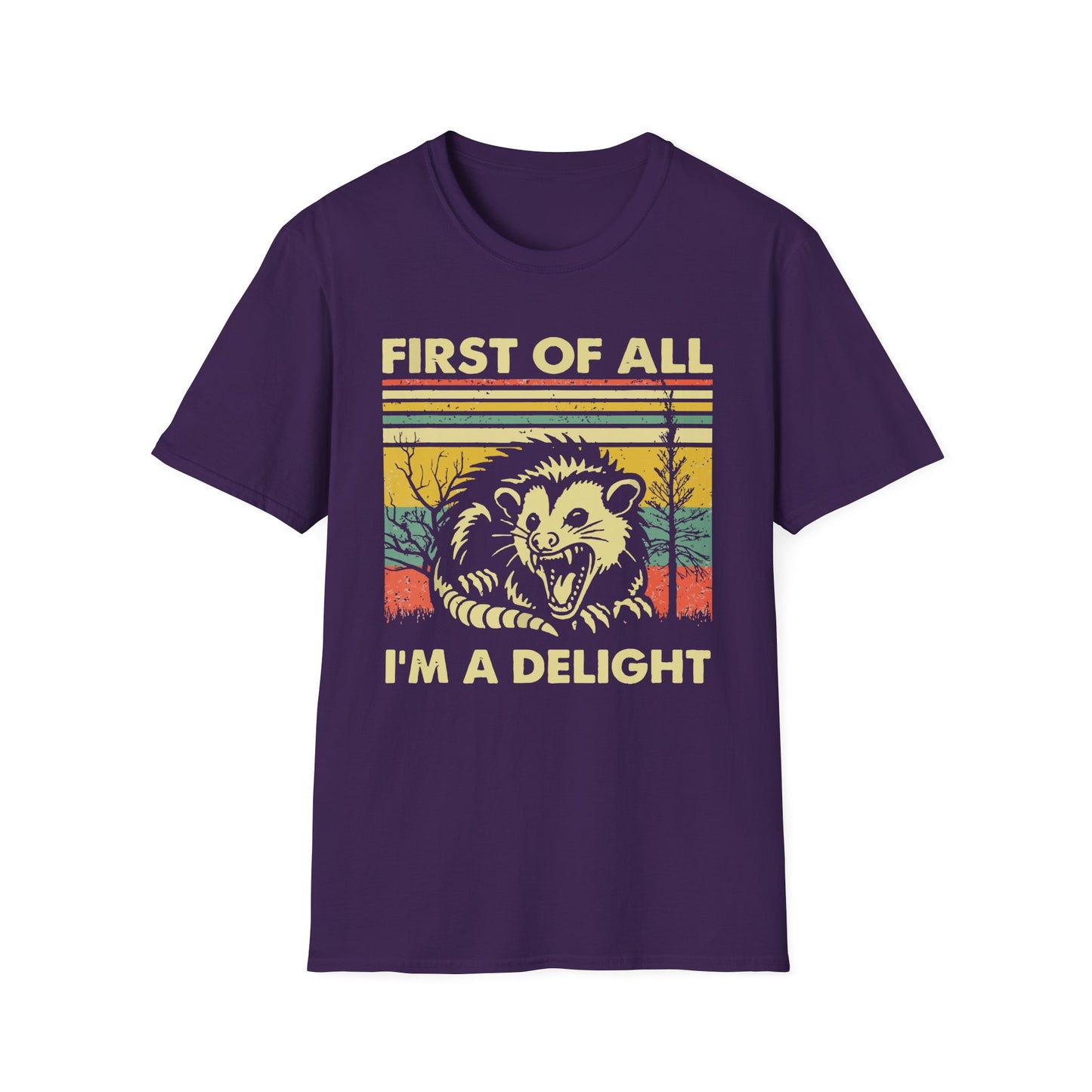 "First of All, I'm a Delight" T-Shirt —  Retro Possum Graphic Tee