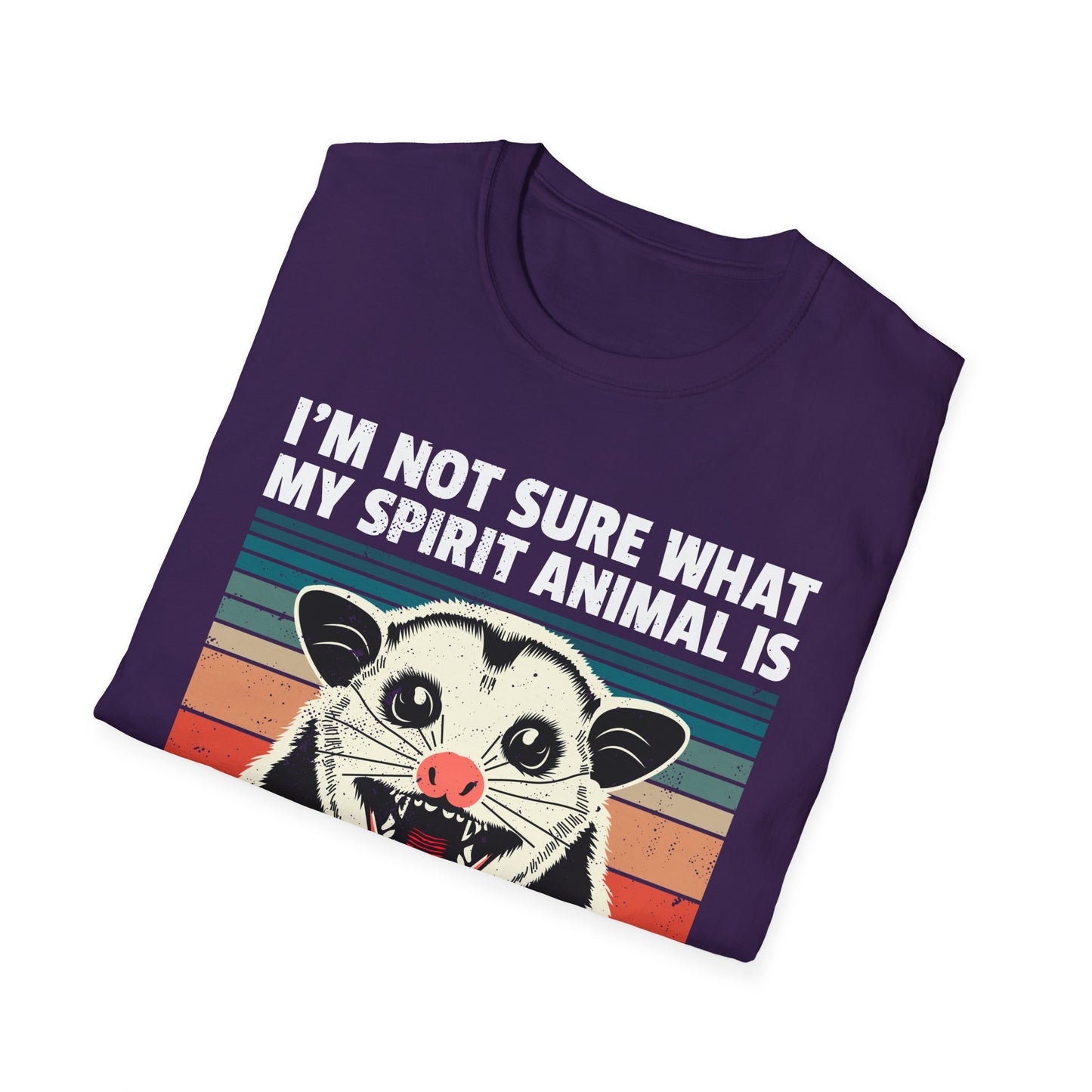 Funny Possum T-Shirt — "I’m Not Sure What My Spirit Animal Is But I’m Confident It Has Rabies" Retro Design