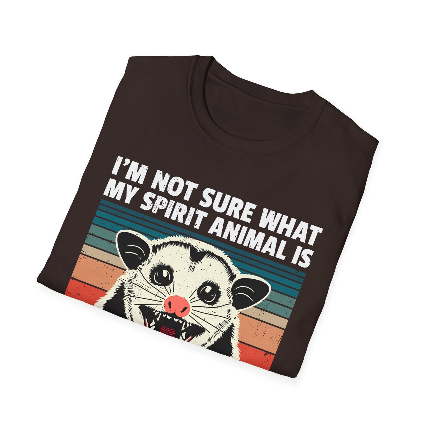 Funny Possum T-Shirt — "I’m Not Sure What My Spirit Animal Is But I’m Confident It Has Rabies" Retro Design