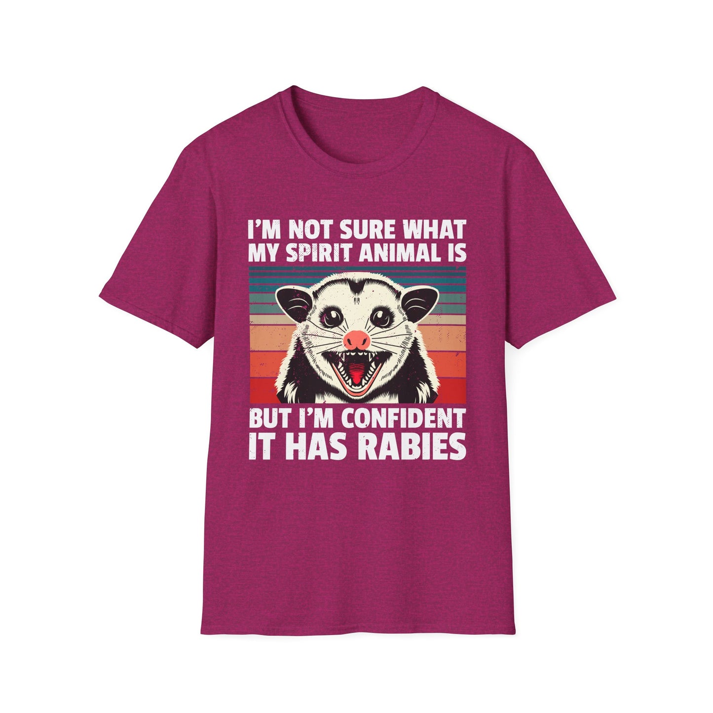 Funny Possum T-Shirt — "I’m Not Sure What My Spirit Animal Is But I’m Confident It Has Rabies" Retro Design