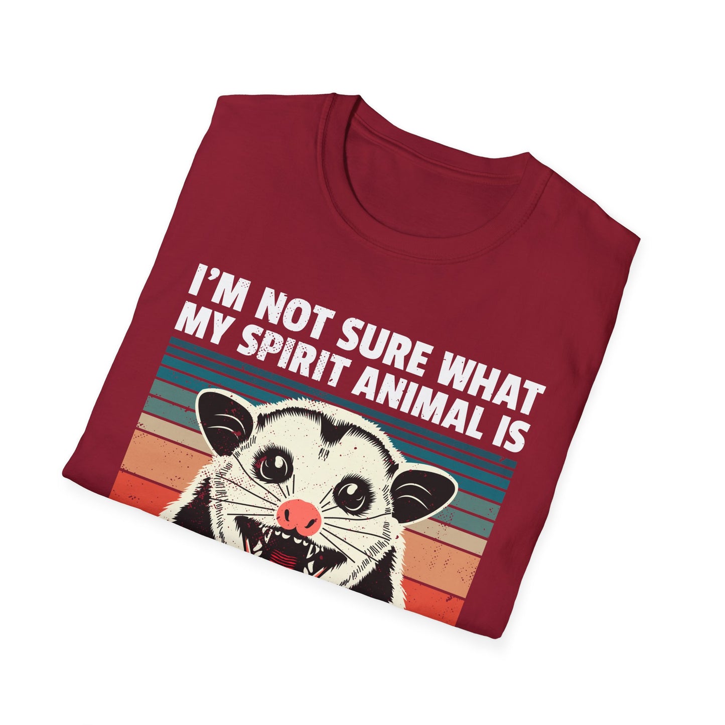Funny Possum T-Shirt — "I’m Not Sure What My Spirit Animal Is But I’m Confident It Has Rabies" Retro Design