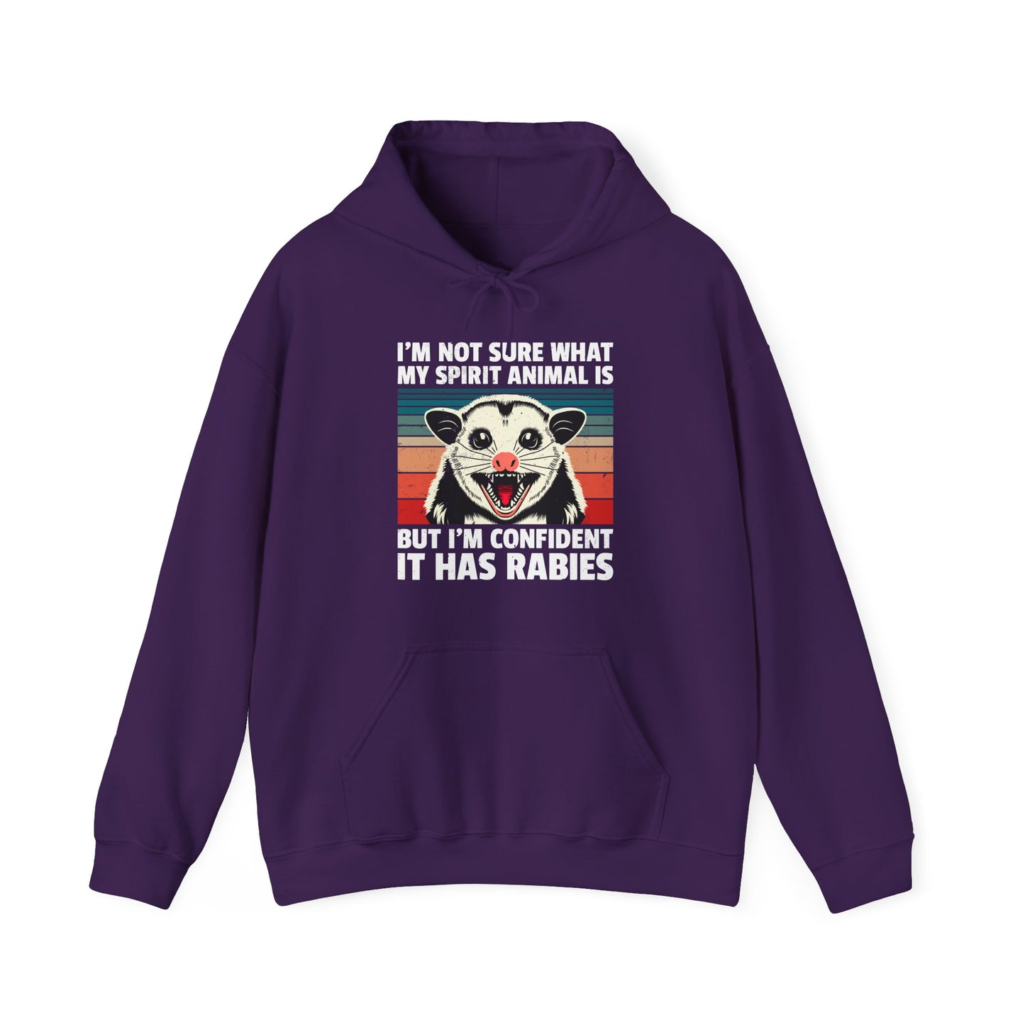 Rabid Possum Retro Hoodie – "I'm Not Sure What My Spirit Animal Is But I'm Confident It Has Rabies"