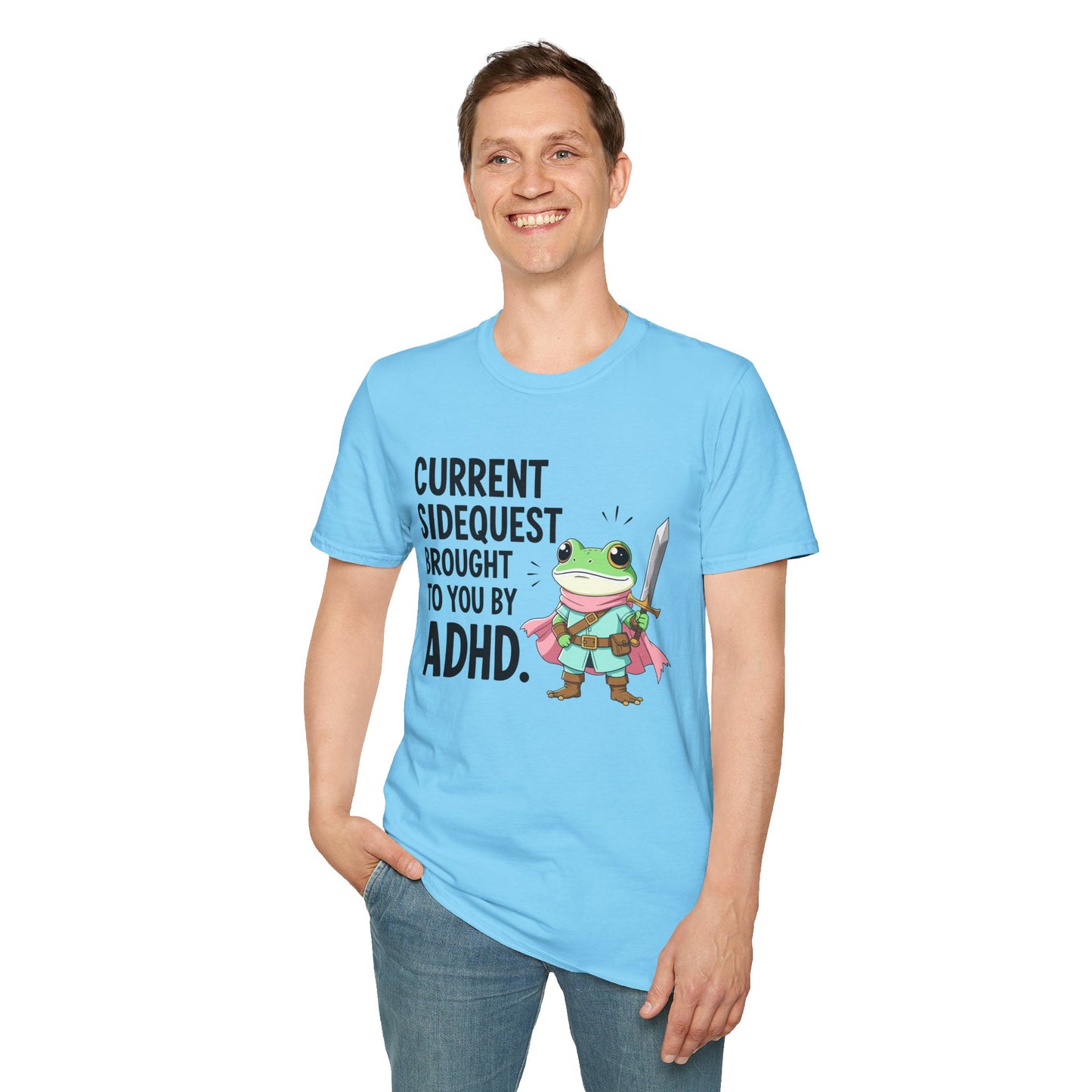 ADHD Sidequest Shirt — Cute Frog Knight Graphic Tee