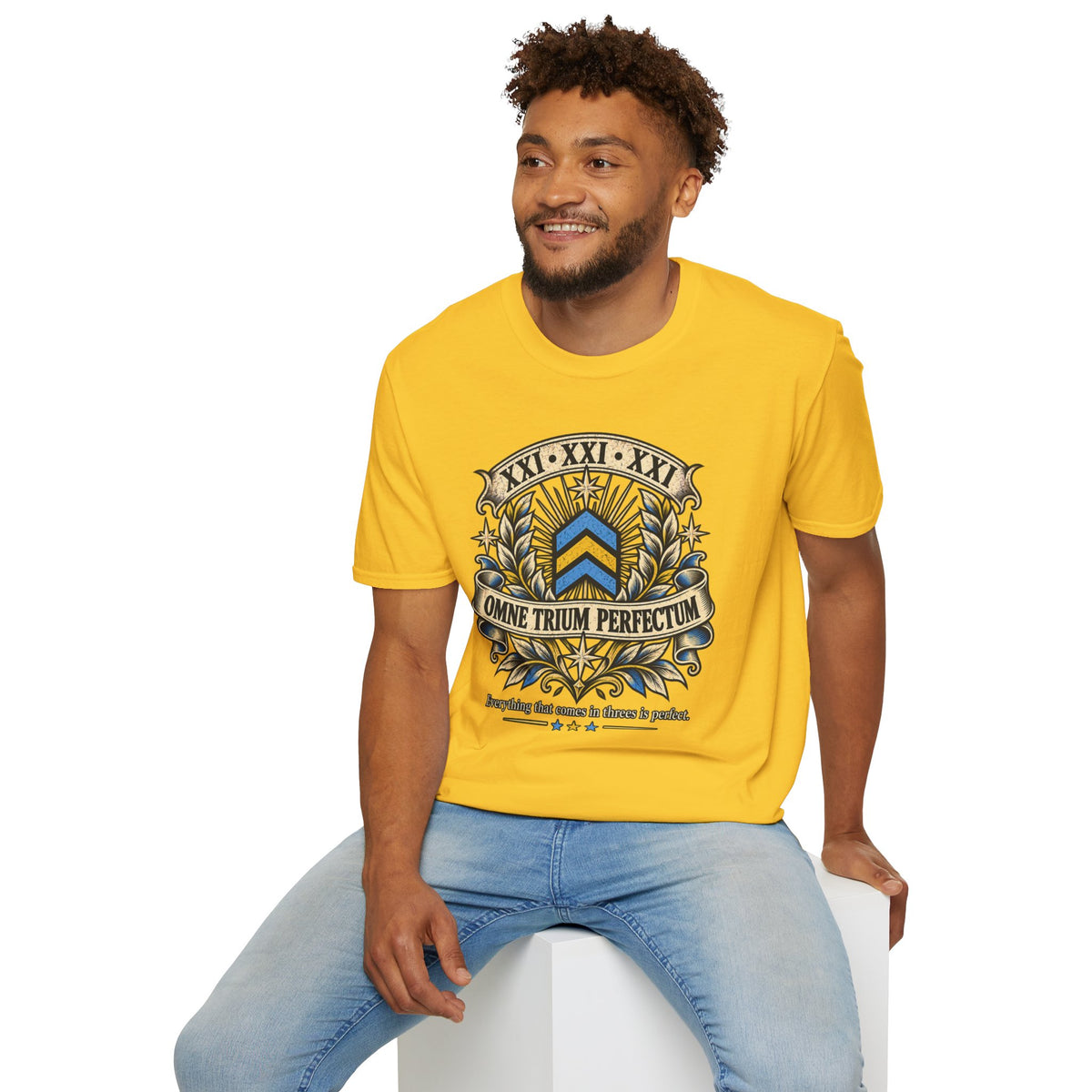 Omne Trium Perfectum – Down Syndrome Awareness T-Shirt | Trisomy 21 Three Chevron Tee