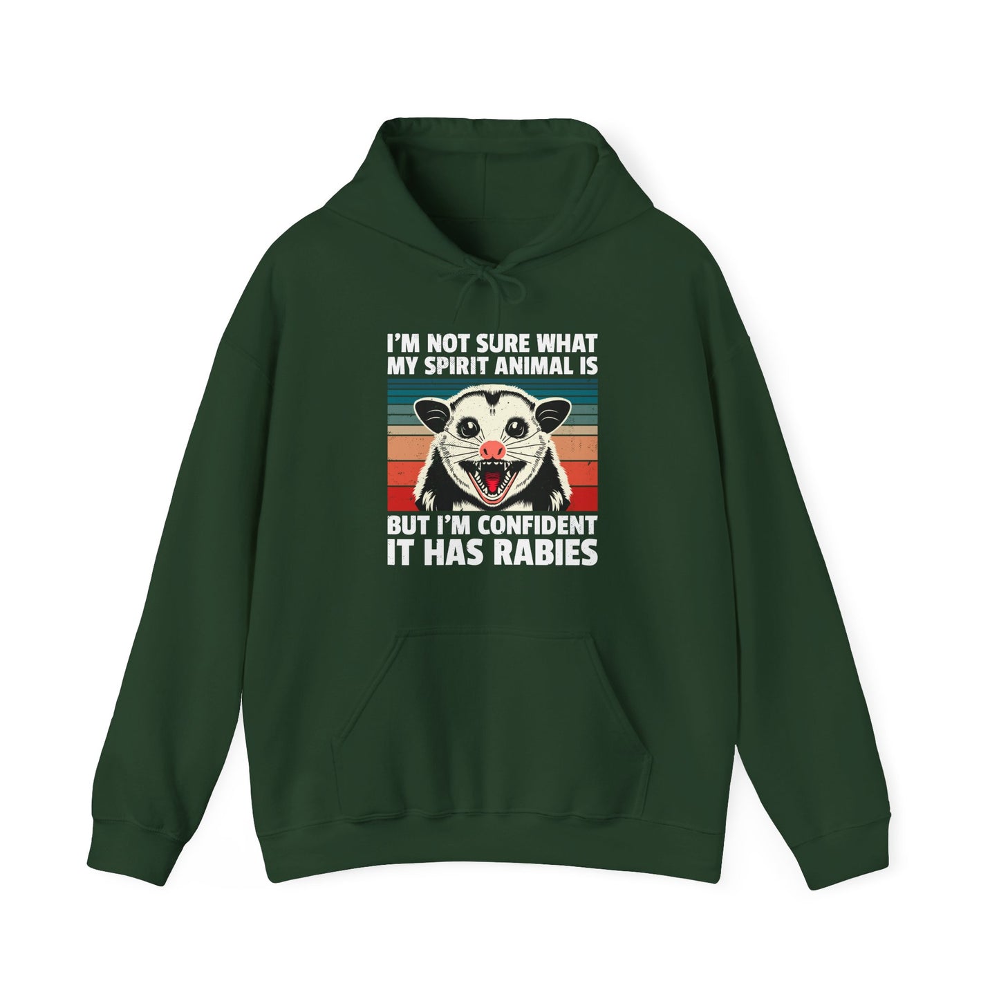 Rabid Possum Retro Hoodie – "I'm Not Sure What My Spirit Animal Is But I'm Confident It Has Rabies"