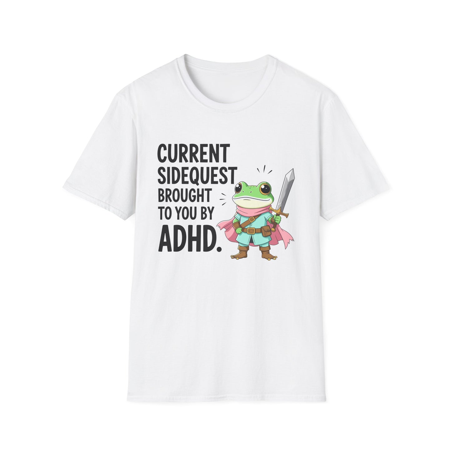 ADHD Sidequest Shirt — Cute Frog Knight Graphic Tee